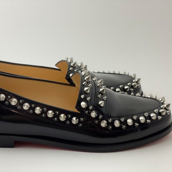 Christian Louboutin MATTIA SPIKES Stud Leather Loafer Flat Moccasin Shoes - Picture 6 of 10